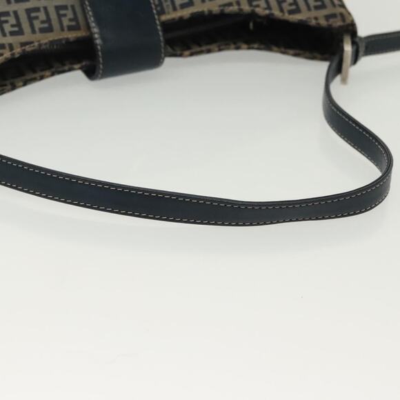 FENDI Zucchino Canvas Mamma Baguette Shoulder Bag Navy Silver - Picture 8 of 14